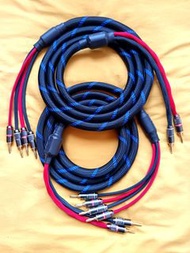 美國/Monster 怪獸4ⅹ4mm²( Bi-Wire ) Speaker Cable HIFI發燒級 純銅喇叭雙線.含純銅線,粗身/柔軟/高密度防干擾編織網 ,配標準4mm純銅香蕉插頭 磁環過濾 