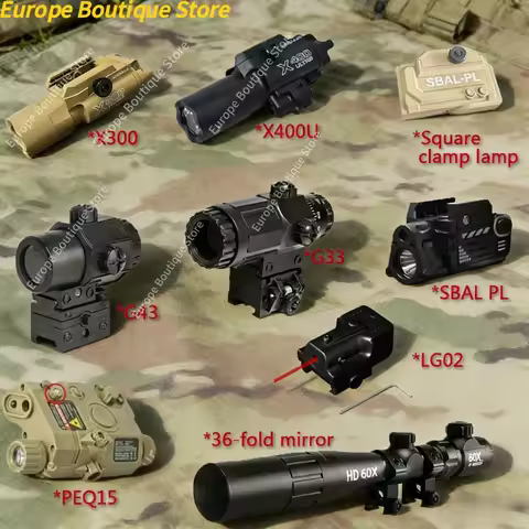 G33/G43/X300/X400U/PEQ-15/LG02 20mm Rail Airsoft Gun Tactical Flashlight Laser Combo CS Game