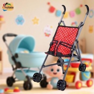 chulisia Doll's Pram, Doll's Buggy, Portable Playhouse Accessory, Foldable Buggy,