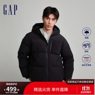 Gap男女装冬季2023新款LOGO防风雨连帽羽绒服720840保暖加厚外套 黑色 180/96A(M)