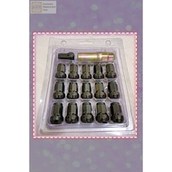 Wheel Nut Sport Rim Set With Spanar (black colour)(tred 1.5mm)(16pc)