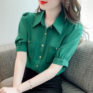 White Shirt Women Plus Size Semi Formal Blouse Short Sleeve Simple Korean Tops 2023 New