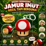 GANTUNGAN LOREE BDG Mushroom KeychainKeychain Coin Bag Case Coin Holder Ring Jewelry Medicine