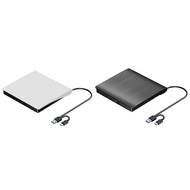 External CD DVD +/-RW Drive USB 3.0 & USB-C Portable CD & DVD ROM Burner Player Reader Writer Rewrit