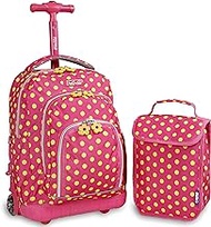 J World Lollipop Kids Rolling Backpack &amp; Lunch Bag Set for Elementary School. Carry-On Suitcase with Wheels