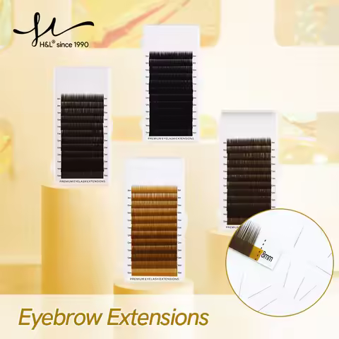 H&L SINCE 1990 High-quality Eyebrow Extension False Eyebrows, 4-color with 12 Rows per set and no Ey