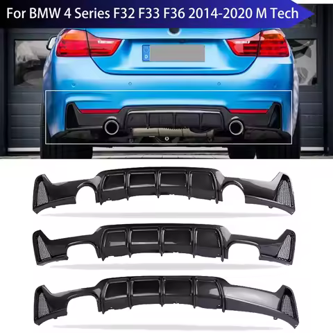 For BMW 4 Series F32 F33 F36 2014-2020 M Tech Rear Bumper Diffuser Lip Facelift Diffusor Body Kit Re