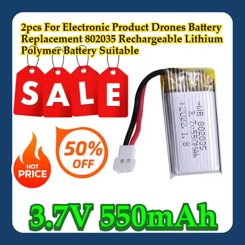2pcs For Electronic Product Drones Battery Replacement 3.7V 550mAh 802035 Rechargeable Lithium Polym