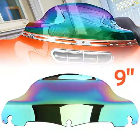 9" Motorcycle Windshield Upper Fairing Windscreen Wind Deflector For Harley Touring Street Electra G