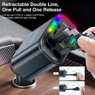 Hot deals eyd car charger car plug pd 120w usb type c & lightning fast charging with 80cm 4-in-1 cab