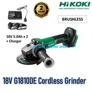 HiKOKI G1810DE Grinder Tanpa Kabel 18V Brushless dengan 2 Bateri 5.0Ah dan Pengisian Canggih