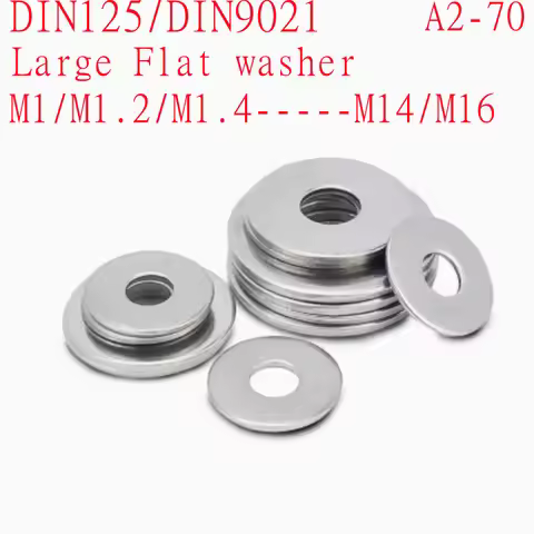 DIN125 DIN9021 M1 M1.2 M1.4 M1.6 M2 M2.5 M3 M3.5 M4 M5 M6 M8 M10 M12 M14 M16 A2-70 304 Stainless Ste