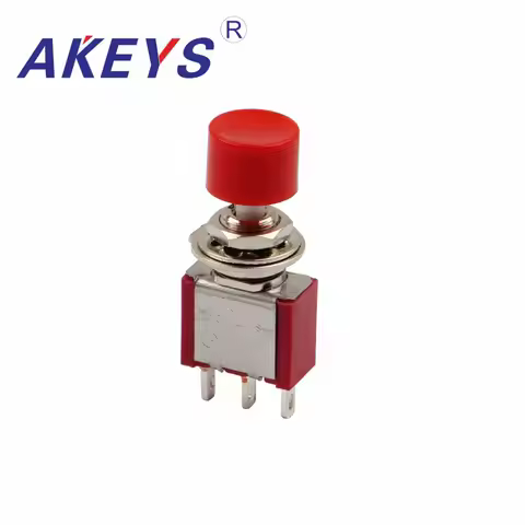 10PCS PS-102/PS-202 Small red cap round button switch inching self-reset button switch 3/6Pin DS-612
