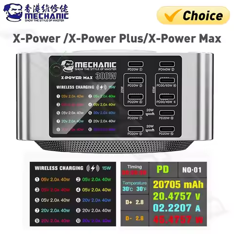 MECHANIC X-Power Max Multi-port Charger Wireless Charging Station 150W/200W/300W for iPhone iPad Sup