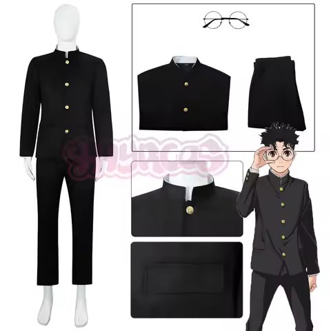 Dandadan Ken Takakura Cosplay Costume Glasses Okarun School Uniform Black Jacket Gakuran Outfit Glas