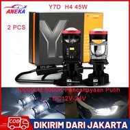 【Cod-Ready Stock】2 Pcs Lampu Led Mobil Utama Kabut Headlamp Y7d H4 Super Terang Lampu H4 Led Headlight Proyektor Lensa Bohlam Hi/Low Beam Lampu Mobil Pencahayaan Putih Lampu Led Mobil H4 Tembus Hujan Lampu Led Y7d H4 Lampu Biled Projector Mobil