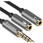 [Ready Stock]Headphone Mic Splitters Adapter, POSUGEAR 3.5mm Male to 2 Dual 3.5mm Female Audio Mic Y Splitter Adapter Co