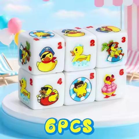 6Pcs Yellow Duck Acrylic Dice Set – Fun D6 Six-Sided Game Dice for Tabletop Games, Role-Playing Game