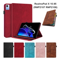 Realme Pad X 10.95" High Quality PU Leather Flip Case RealmePad X 10.95 inch WiFi RMP2107 5G RMP2108 Tablet Exquisite 3D Tree Style Protective Cover With Card Slots Pen Buckle