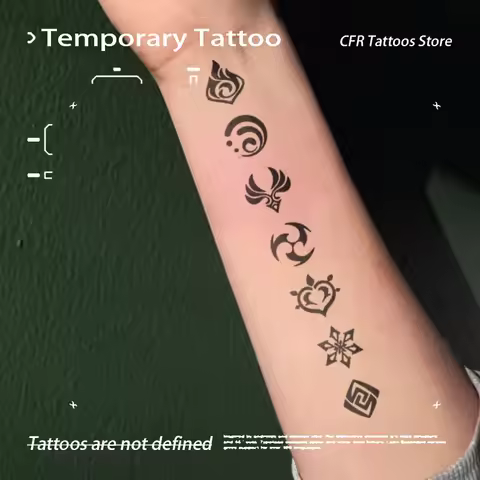 Genshin Impact Elements Herbal Juice Tattoo Sticker Women Durable Tattoos Waterproof Tattoo Temporar