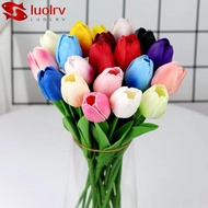 LUOLRV 5PCS Decorative Fake Flowers, Simulated 34cm Artificial Tulip, Gifts Home Decor Real Touch PU