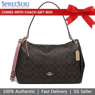 Coach Handbag In Gift Box Signature Mia Shoulder Bag Brown Pink Rose # F28967