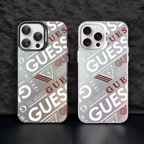 G-guess Phone Case Phone Case For IPhone 16 15 14 13 12 11 Pro Max White Matte Laser Metallic Aurora