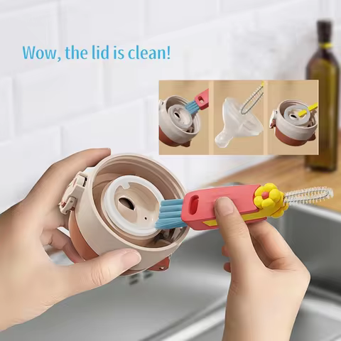 3 in 1 Cup Lid Gap Cleaning Brush, 3 Pcs Multifunctional Insulation Bottle Cleaning Tools for Bottle