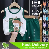 0-6Years Casual Kids Baby Boys Girls Sleeveless Cartoon Cute Print Vest + Shorts Toddler Summer Clot