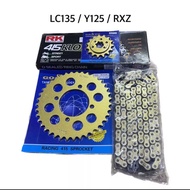 Sprocket 415 set RXZ LC135 Y125Z RK ORing chain gold 415ERO-122L