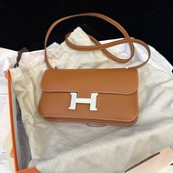 Hermes愛馬仕 Constance Elan 康康 斜背包 epsom皮金棕銀扣 24cm
