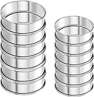 Uncle Jack 6 Pack 4” + 6 Pack 3-1/8” Double Rolled English Muffin Rings, Stainless Steel Crumpet Rin
