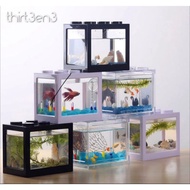 THIRT3EN3 Akuarium Blok Lego Mini & Besar untuk Ikan Betta / Guppy / Udang / Kura-Kura / Fish Tank