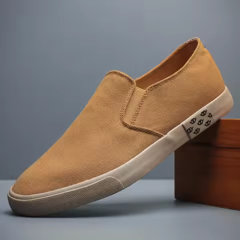 Men Canvas Shoes Slip On Loafers Breathable Comfortable Casual Sneakers Spring Fashion Tenis Masculi