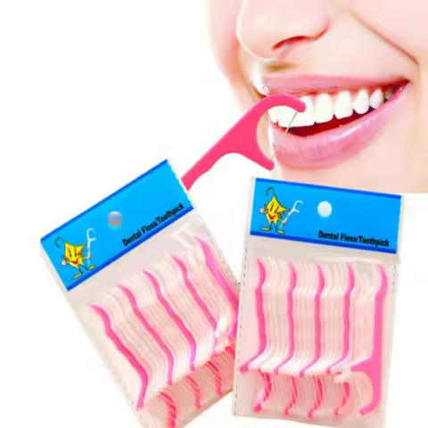 50 Pcs Portable Disposable Dental Floss Plastic Toothpick High-tension Dental Floss Stick Dental Flo