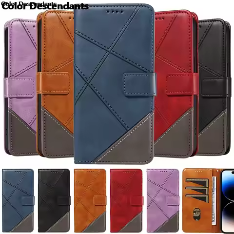 Retro Splicing Flip Leather Case For Huawei Y5 Y6 2018 Y7 2019 Nova 2i 3E 8i 5T 9 11 12 SE 12S 5G Ca