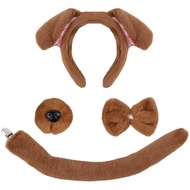 YAXAMING Halloween Dog Ears Headband Nose Bow Tie Tail Puppy Hair Hoops Bands Bowtie Dalmatian Spott