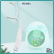 SUMU Handle Tooth Flossing, Reusable Home Stainless Steel Toothpicks, Practical Portable Tooth Floss