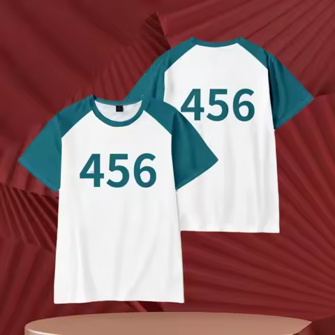T-shirt Seong Gi-hun Costume 456 Tracksuit Calamari Games Disguise Caarnival Party Clothes For Men W