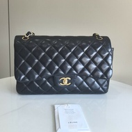 香奈兒/Chanel 黑金羊皮 cf jumbo 肩背包 14開