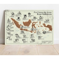 Poster Kayu MDF Peta CItarasa dan Aroma Kopi Indonesia Custom Murah