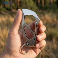 [Hellery] Carabiner Keychain Multi Functional Bottle Opener Keychain Long Black