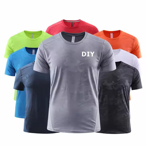 Custom Design DIY Running T-shirt Men Summer Top Reflective Printing Quick Dry Short Sleeve Breathab