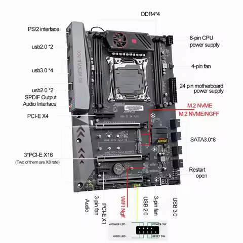 JINGYUE X99TI D4 Kit Motherboard With E5 2699 V3 Processor CPU LGA 2011-3 64GB (4*16) DDR4 ECC Memor