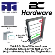 THI 8 E.G. Metal Window Frame Adjustable Glass Louvres 6D1L 24" x 37" (Adjustable Naco, Pipe Bar) Ti