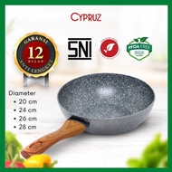 New!! Marble Gray Series Fry Wok 20 24 26 28cm Induction Saute Pan