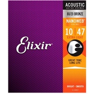 Elixir Nanoweb 11002 Acoustic Guitar Strings 80/20 Bronze 10 Gauge