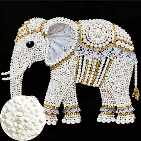 1 Set, New Pearl Painting, Elephant, Pattern, Diamond Painting Kit, 5D DIY Pearl Shape Diamond Parti