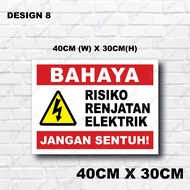 Electric Shock Risk Sign/ Electric Hazard Sign/ Papan Risiko Renjatan Elektrik/ Sticker/ Sticker wit