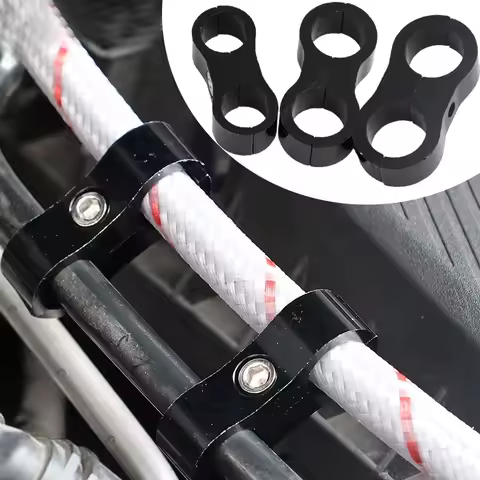 Car Modification Fuel Oil Brake Hose AN Line Clamp Set AN6 AN8 AN10 Double Hole Fuel Line Bracket Al